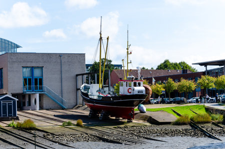 Husum, Germany - August 30, 2021: Hildegard ship in the old harbor of Husumのeditorial素材