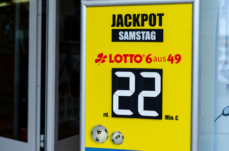 Soest, Germany - September 11, 2021: LOTTO 6 aus 49 signboardのeditorial素材