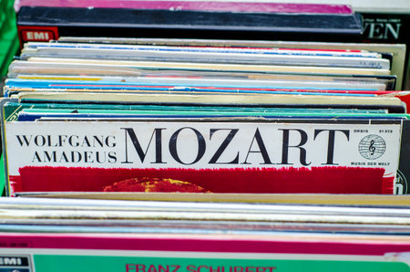 Soest, Germany - September 12, 2021: Wolfgang Amadeus Mozart vinyl recordのeditorial素材