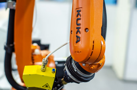 Kyiv, Ukraine - November 18, 2021: KUKA robot hand.のeditorial素材