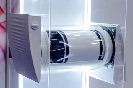 Installation of the recuperator, home ventilation system.の写真素材