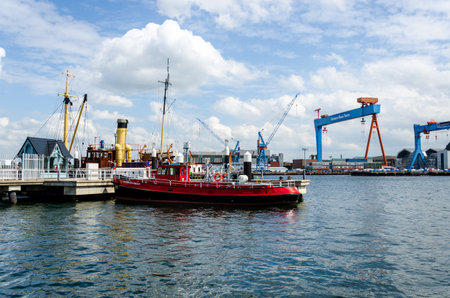 Kiel, Germany - May 11, 2022: View of the Port of Kiel, it occupies the inner part of the Baltic Sea inlet Kieler FÃ¶rdeのeditorial素材