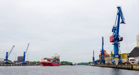 Rendsburg, Germany - May 11, 2022: The Kiel Canal (German: Nord-Ostsee-Kanal) freshwater canal in the German state of Schleswig-Holstein.のeditorial素材