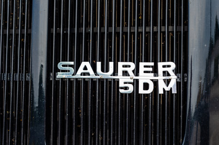 Bad Salzuflen, Germany - May 20, 2022: Car Badge SAURERのeditorial素材
