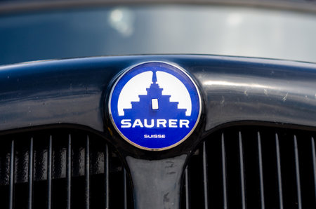 Bad Salzuflen, Germany - May 20, 2022: Car Badge SAURERのeditorial素材