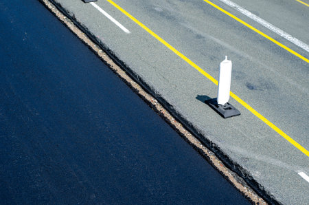 Top view of road construction and wideningの写真素材