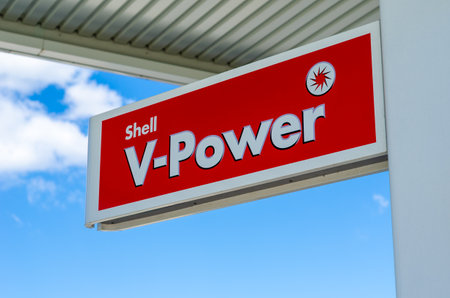 Geseke, Germany - August 07, 2021: Shell V-power fuel station.のeditorial素材