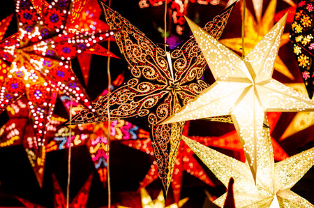 Many stars garland, christmas decorの写真素材