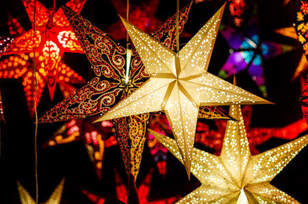 Many stars garland, christmas decorの写真素材