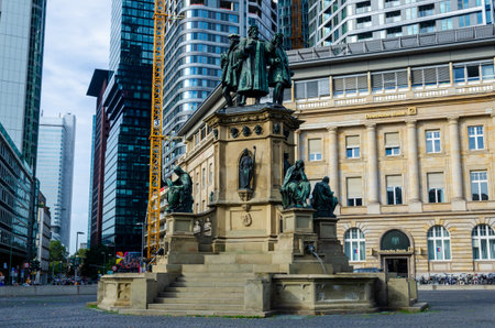 Frankfurt, Germany - October 13, 2023: Johannes Gutenberg Monument at Rossmarkt Squareのeditorial素材
