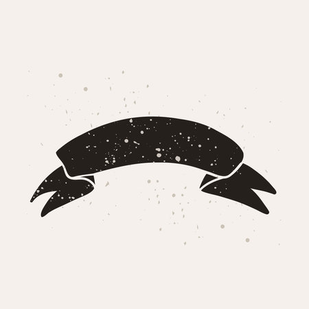 Vintage ribbon banner. Waving swirl flags. Tape for text, price tag, sale label, greeting cards or invitations decor. Hand drawn design element. Sketch style. Retro decoration vector isolated setのイラスト素材