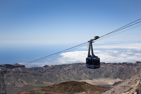 landscape from Teide peak with cable car going up, Tenerife, Canary Islandsのeditorial素材