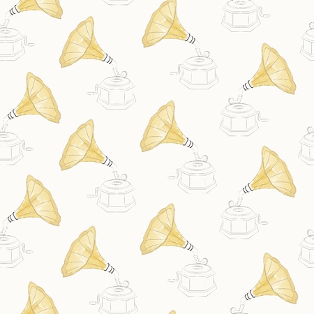 Eps10 file. Seamless vintage gramophone pattern のイラスト素材