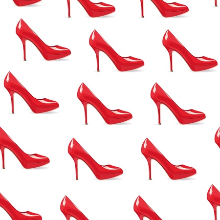 EPS10 file. Red high-heeled shoe seamless backgroundのイラスト素材