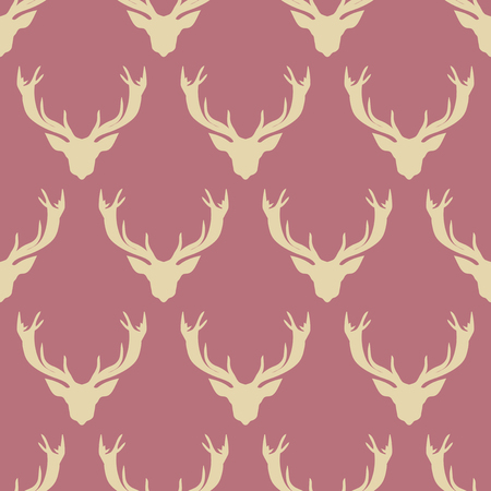 Vector seamless deer pattern. Vintage background. Fabric, Scrapbookingのイラスト素材