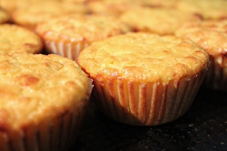 Delicious cupcake of sweet corn cupcakeの写真素材