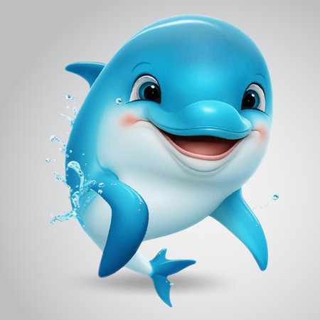 Smiling Dolphin - Heartwarming and Joyful Marine Life Artのイラスト素材