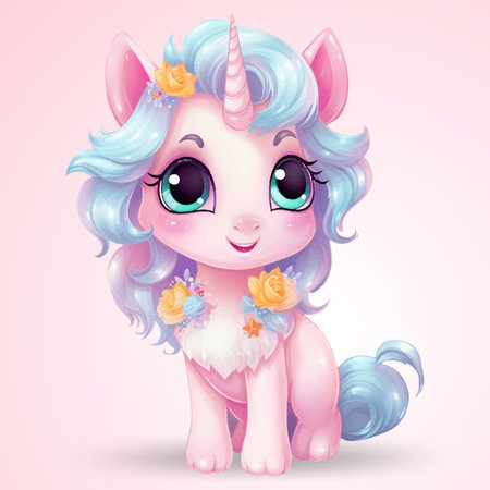 Beautiful Unicorn and Inspiring Illustrationのイラスト素材