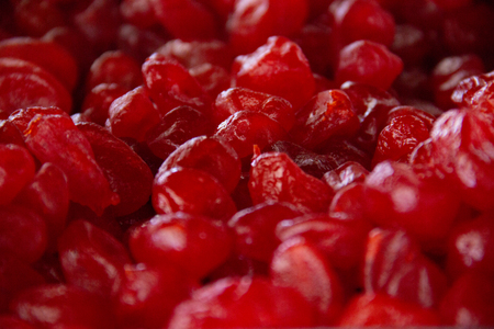 dried cherries berries red background and texture.の写真素材