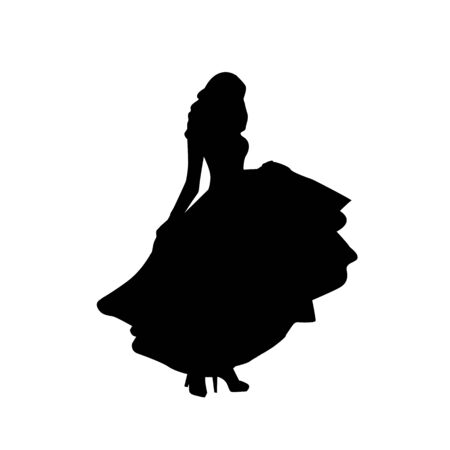 Vector black female silhouette of fashion girlのイラスト素材