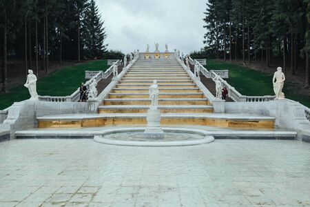 Saint Petersburg, Russia - 18 September 2015 - The Gold Mountain cascade fountaine in park of the Marli, Peterhofのeditorial素材