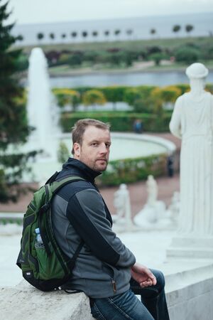 Saint Petersburg, Russia - 18 September 2015 - The Gold Mountain cascade fountaine in park of the Marli, Peterhofのeditorial素材