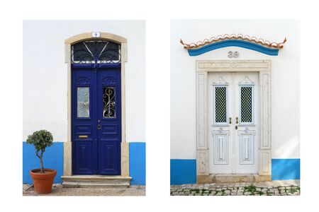 Mediterranian doors photo set, travel images cards.の写真素材