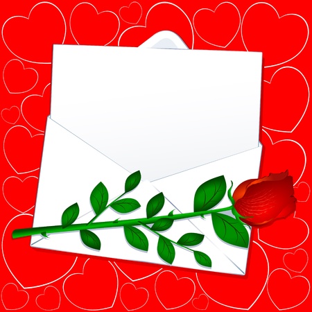 Love letter with red rose, vectorのイラスト素材