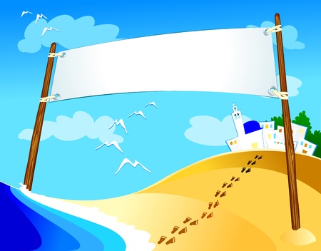 Banner on marine landscape, vector のイラスト素材