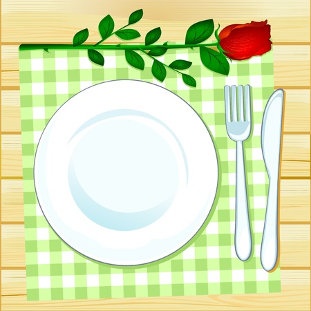 table set with rose, vector のイラスト素材