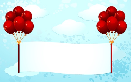 Banner with copy space and red balloonsのイラスト素材