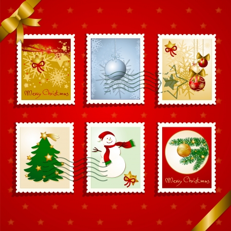 Set of Christmas stamps and postmarks. Vector のイラスト素材