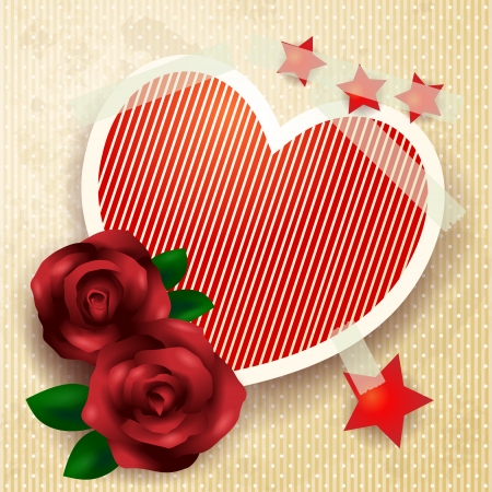 Decorative paper heart with rosesのイラスト素材