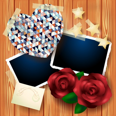 Vintage background with heart and roses のイラスト素材