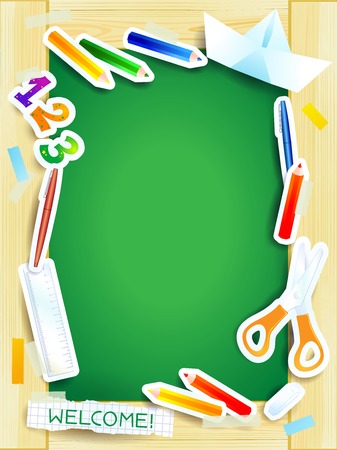 School background on green board  のイラスト素材