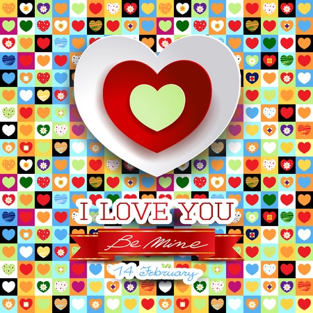 Valentine background with hearts and message, vector eps10のイラスト素材