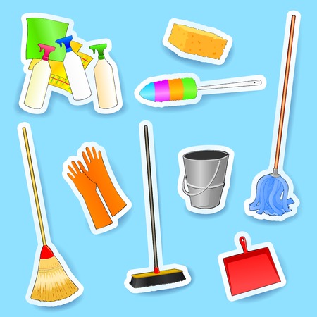 Cleaning equipment, set of vector icons. Eps10のイラスト素材