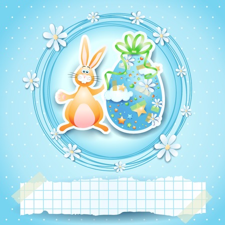 Easter card with egg, bunny and copy space.のイラスト素材