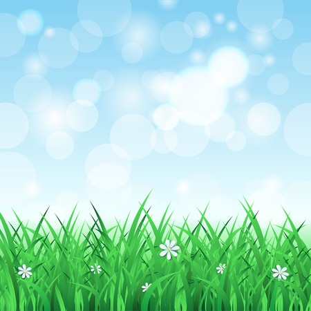 Spring landscape with grass and sky, vector のイラスト素材