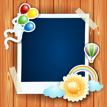 Summer background with photo frame, vector illustration eps10のイラスト素材