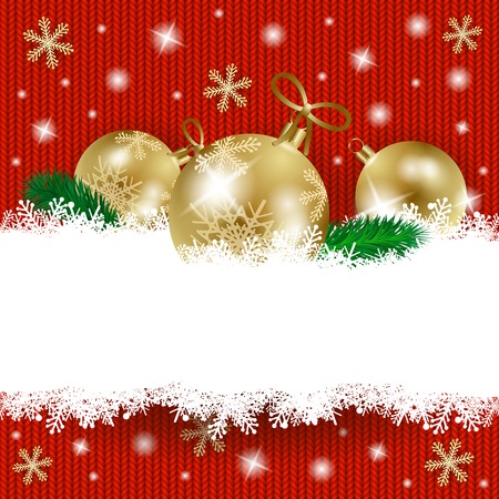 Christmas baubles and copy space on knitted background. Vector illustration eps10のイラスト素材