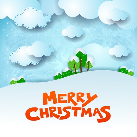 Christmas snowy landscape with text and copy space. Vector illustration eps10のイラスト素材