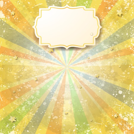 Abstract vintage background with rays and label. Vector illustration eps10のイラスト素材