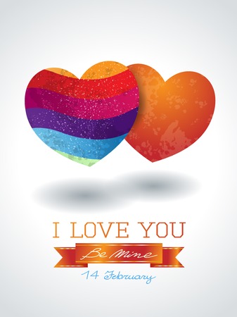 Valentine background with two hearts and message, vector illustration eps10のイラスト素材