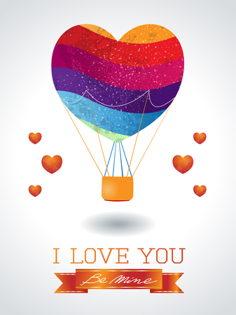 Valentine background with hot air balloon and message. Vector illustration eps10のイラスト素材