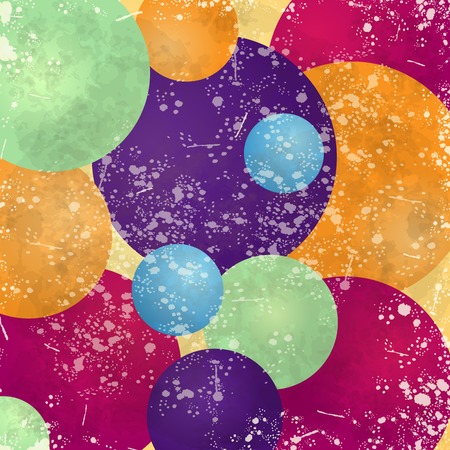 Abstract background with colorful circles and vintage texture, vector illustrationのイラスト素材
