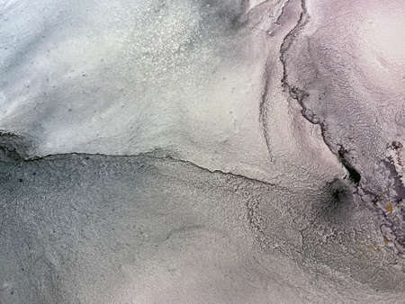 Pink, violet and blue abstract background made with alcohol ink and golden pigment, resembles...