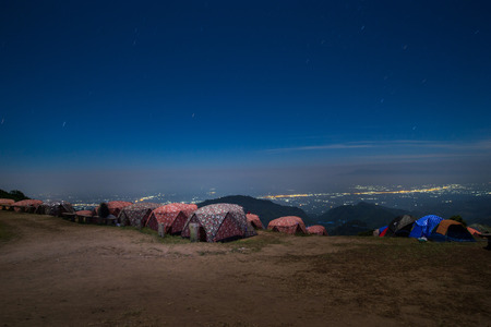 Night view doi angkhang mountain, Chiang Mai, Thailand.の写真素材