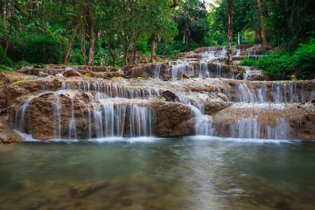 Ngao waterfall in the national park,Aumpher Ngao,lampang,thailand.の写真素材
