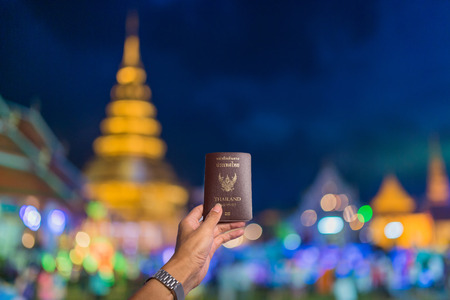 Passport travel Wat Phra That Hariphunchai, Lamphun Thailandの写真素材